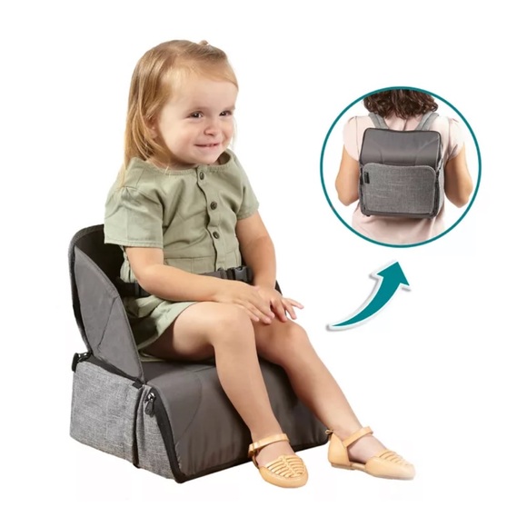 🎒CONTOURS // Explore 2-in-1 Portable Booster Seat and Diaper Bag (Graphite) - Picture 3 of 11